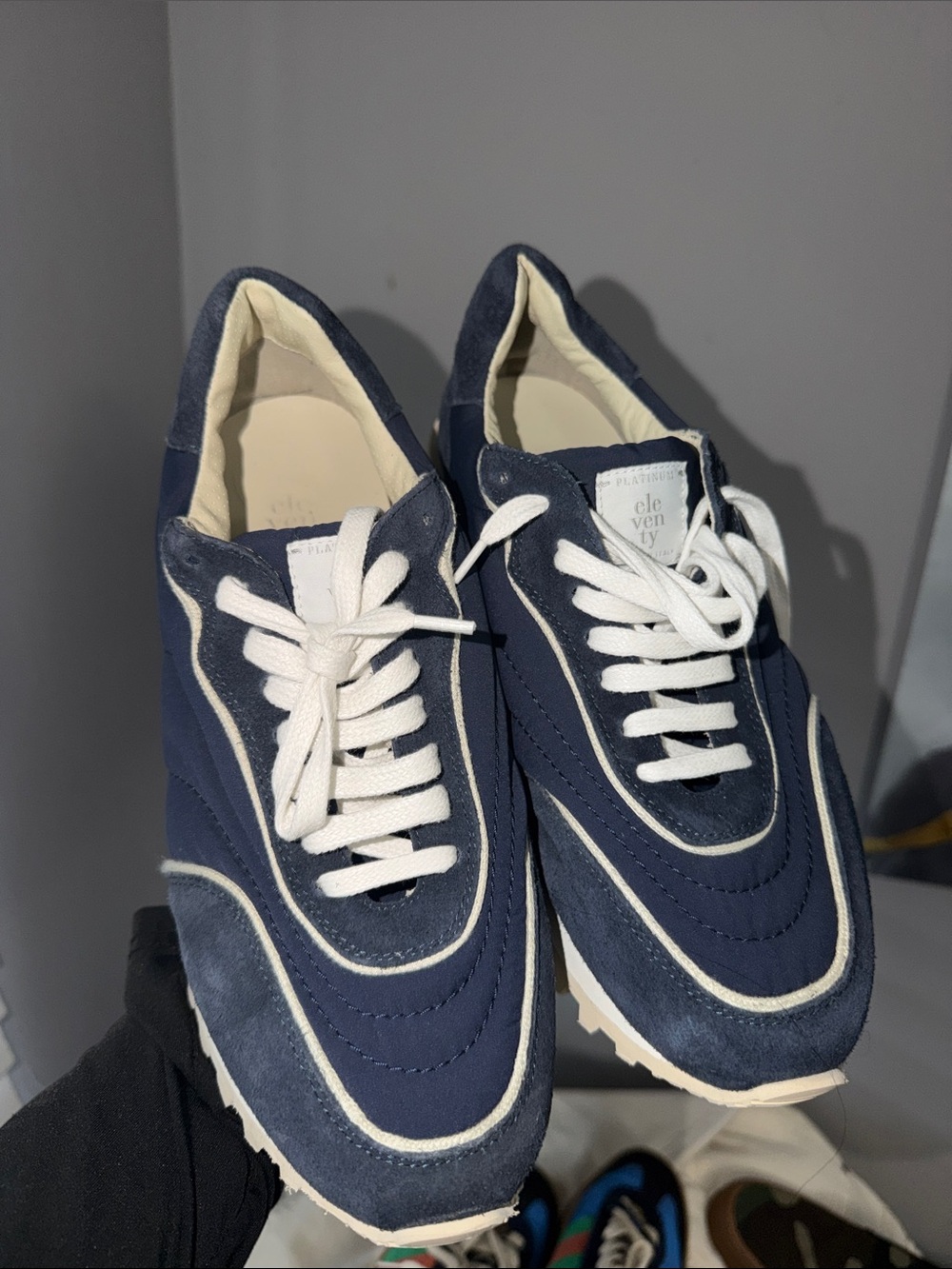 Eleventy Navy & Cream Vintage-Inspired Sneakers